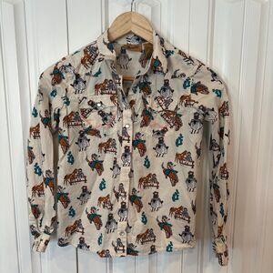 Wrangler Pearl Snap Button‎ Down Shirt Size Large